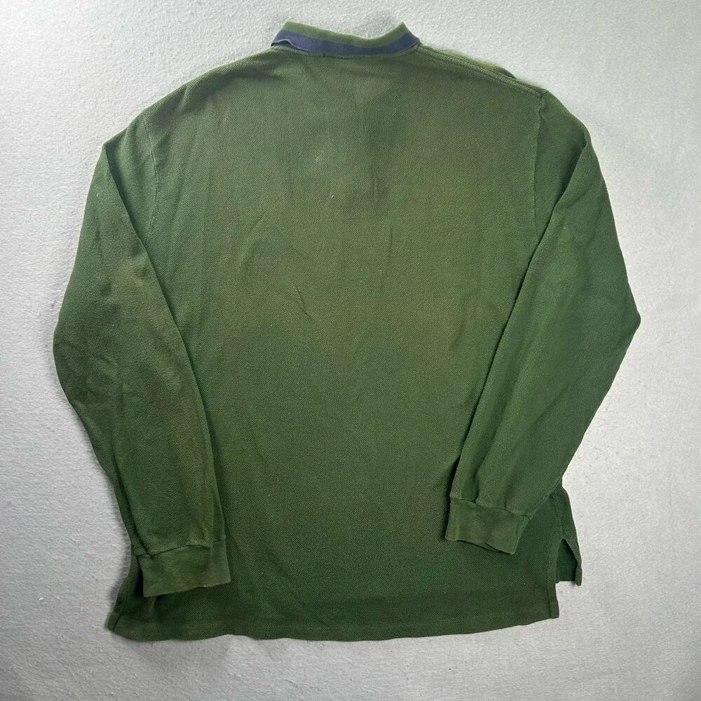 Vintage Polo Ralph Lauren Rugby Shirt Mens 2XL Striped Collar Long Sleeve Pony